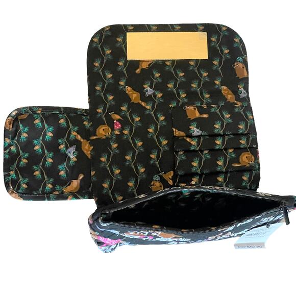 Vera Bradley New Brush and Cosmetic Case ~ Merry Mischief Woodland Animals NWT - Picture 3 of 7